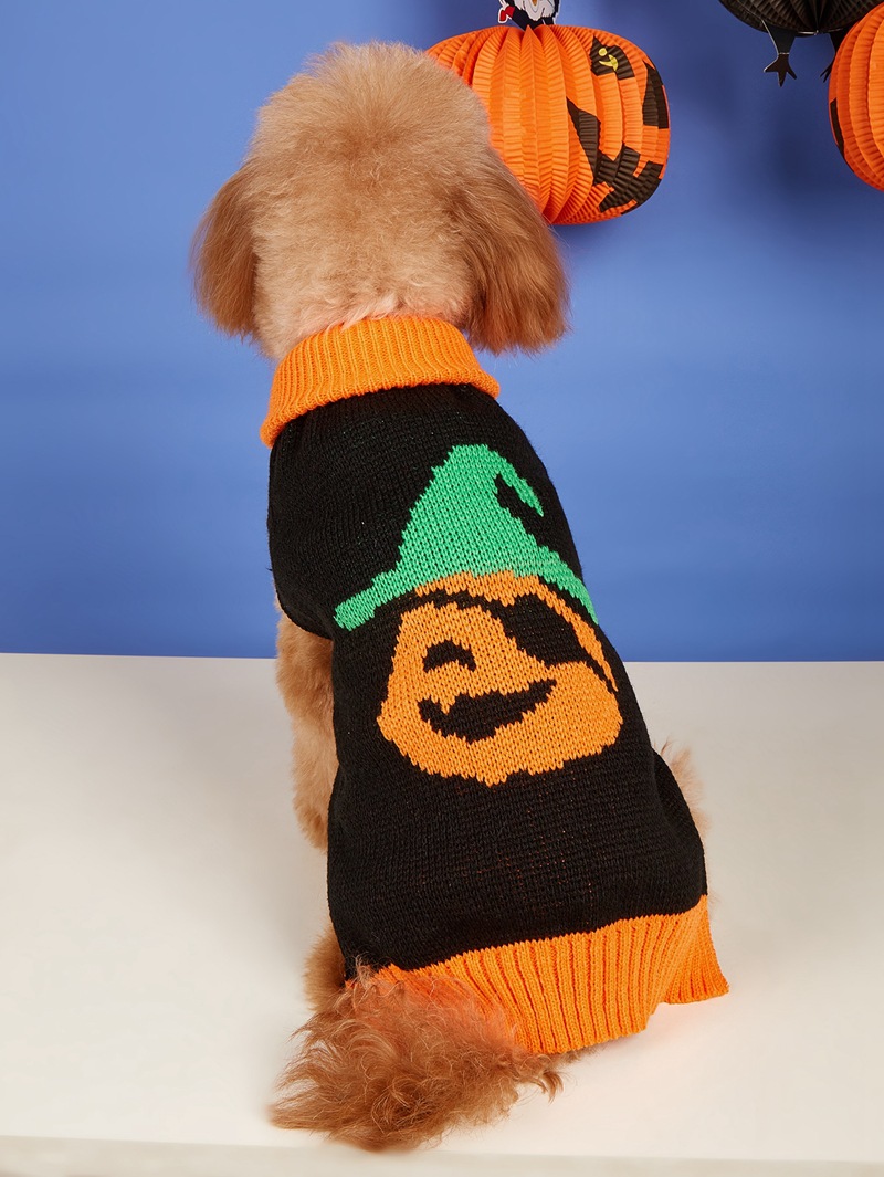 Halloween Pumpkin Knit Pet Sweater - Acrylic - product details