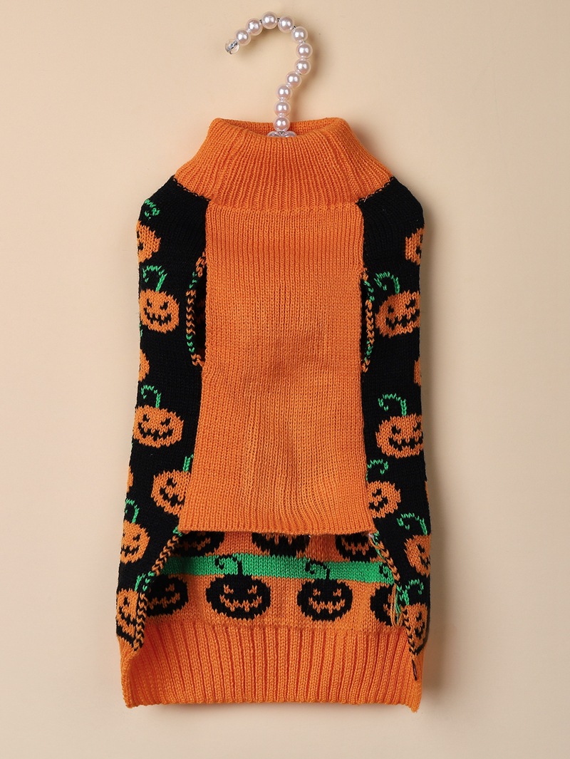 Halloween Pumpkin Knit Pet Sweater - Acrylic - product details