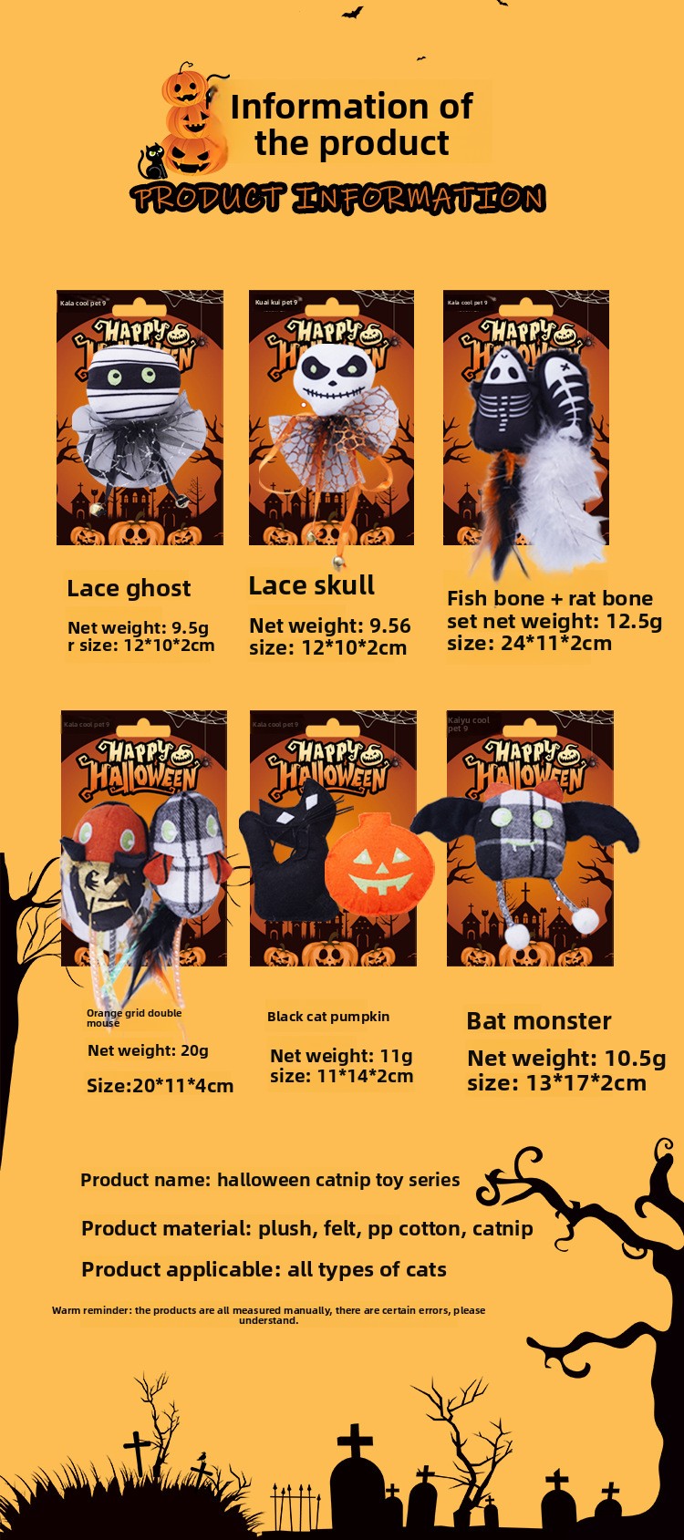 Halloween Catnip Toys - product details