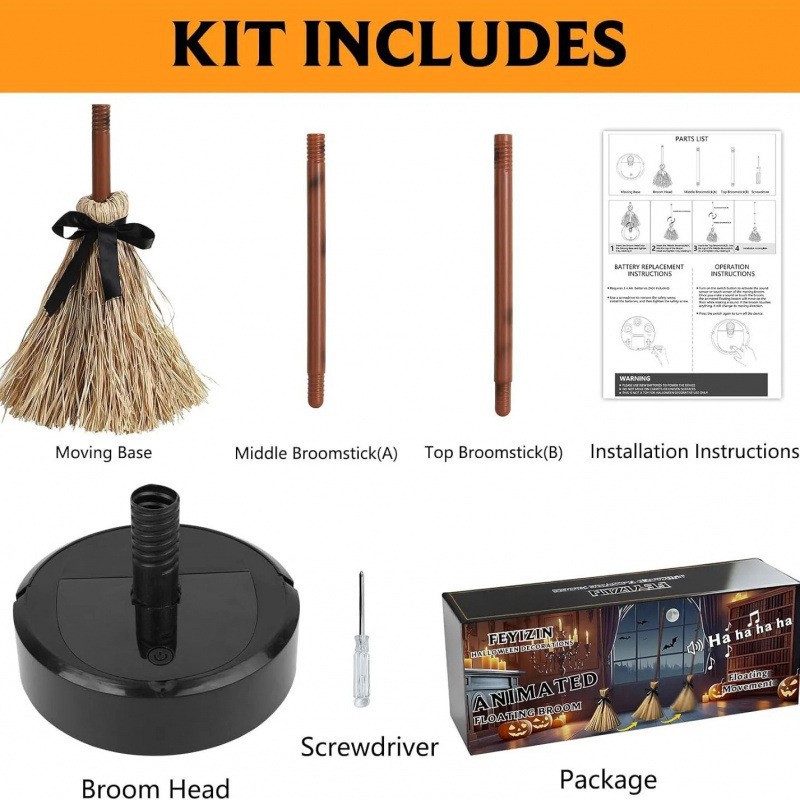 Halloween Floating Witch Broom Decoration - product details