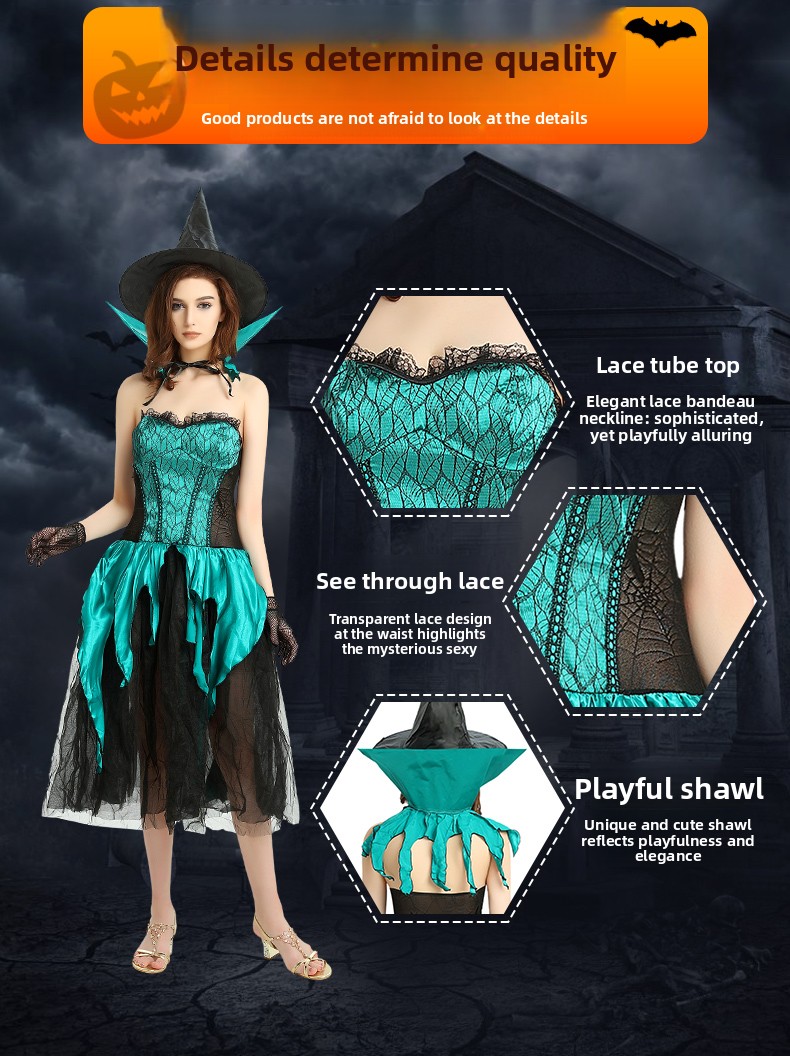Halloween Witch Costume Dress - Cotton - product details