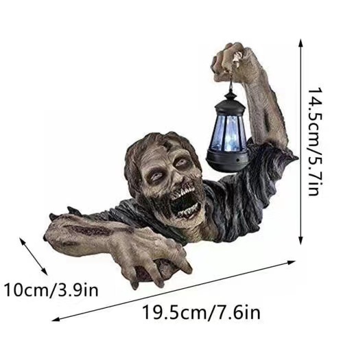 Halloween Resin Zombie Lantern with LED Light - product details