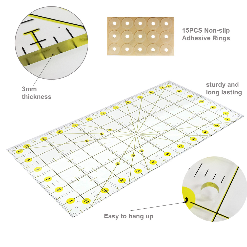 ruler+non-slip adhesive rings.