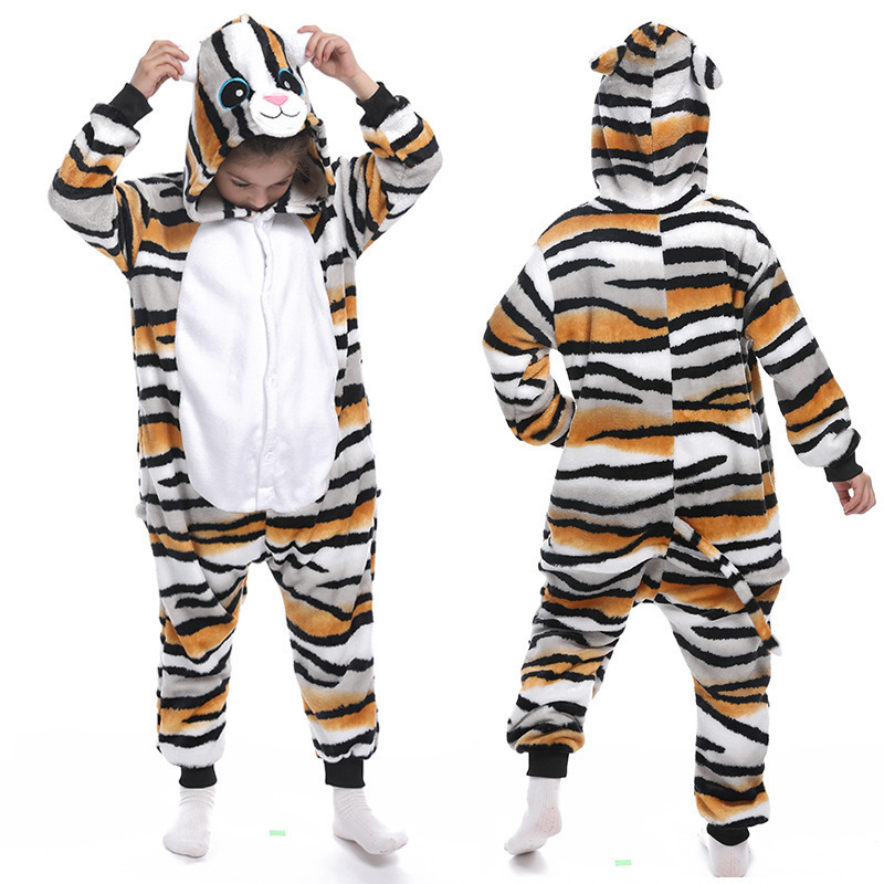 Kids Cartoon Animal Onesie Pajamas - Worn View