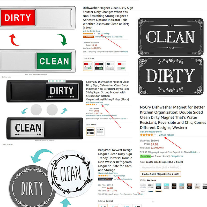 Dishwasher Magnetic Status Sticker - Clean/Dirty