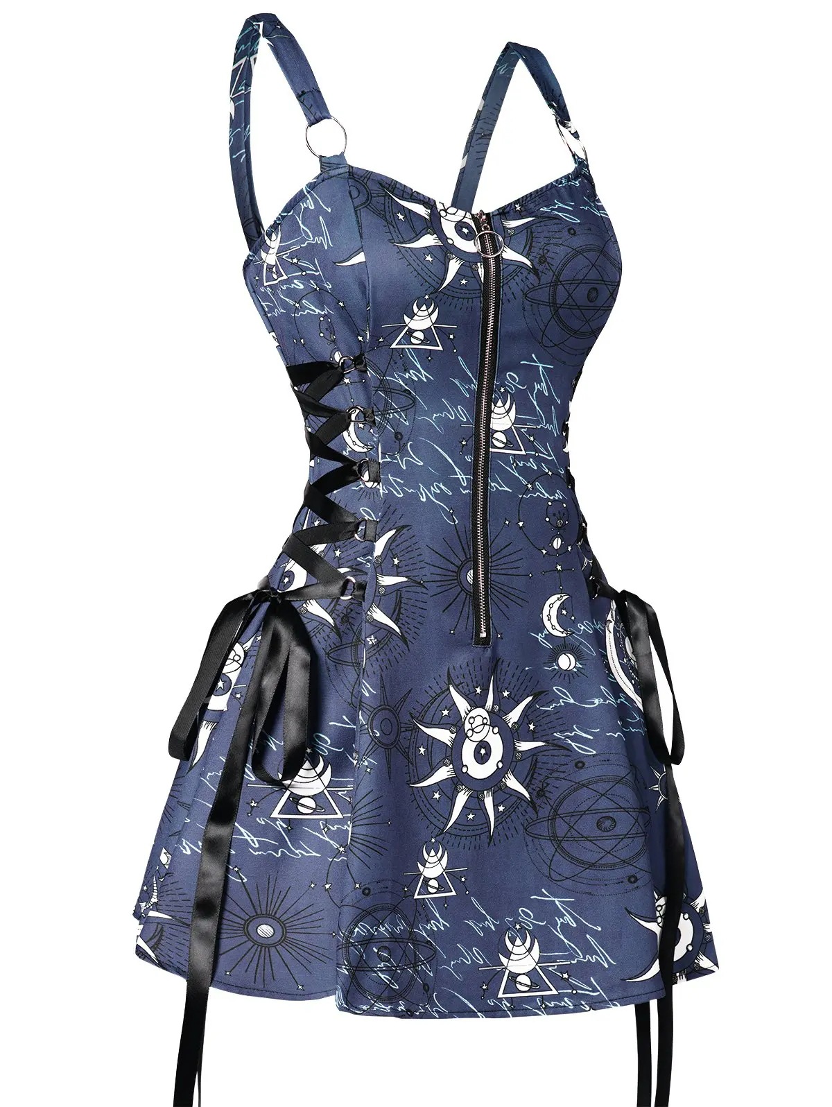 Halloween Print Backless Mini Dress - Polyester - product details