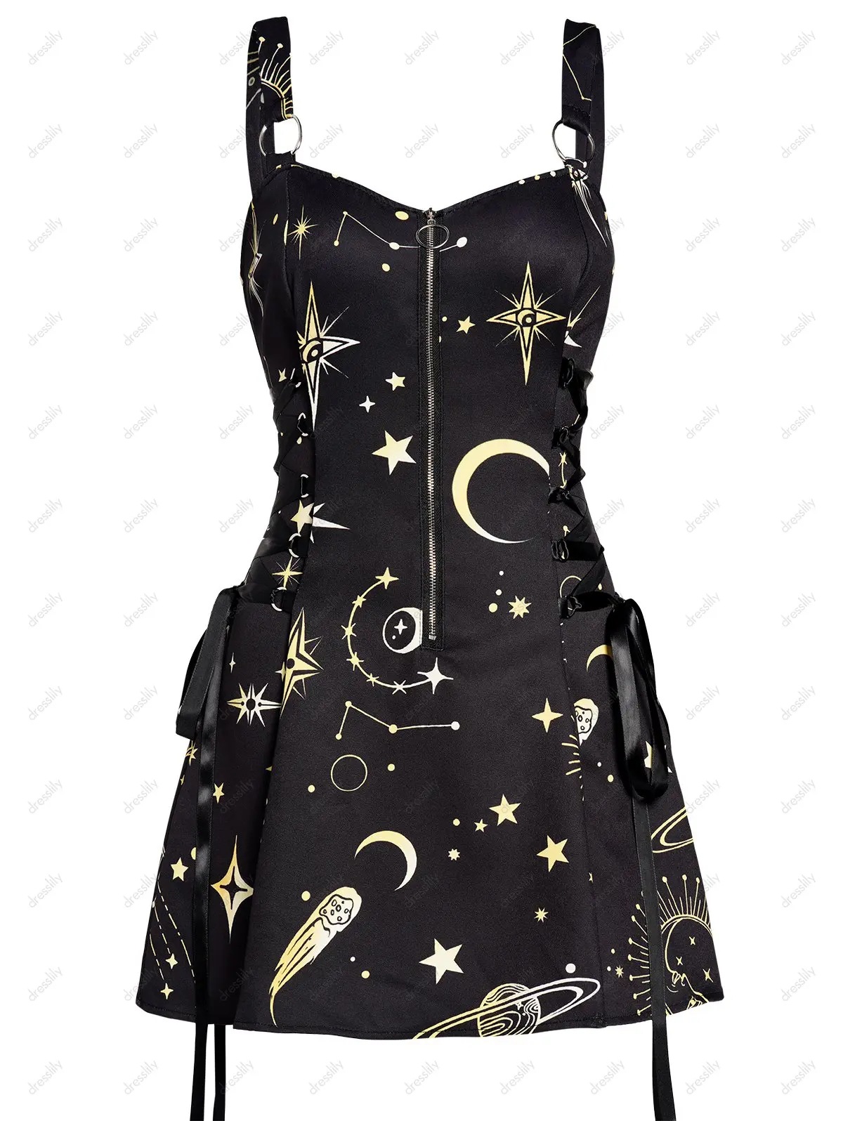 Halloween Print Backless Mini Dress - Polyester - product details