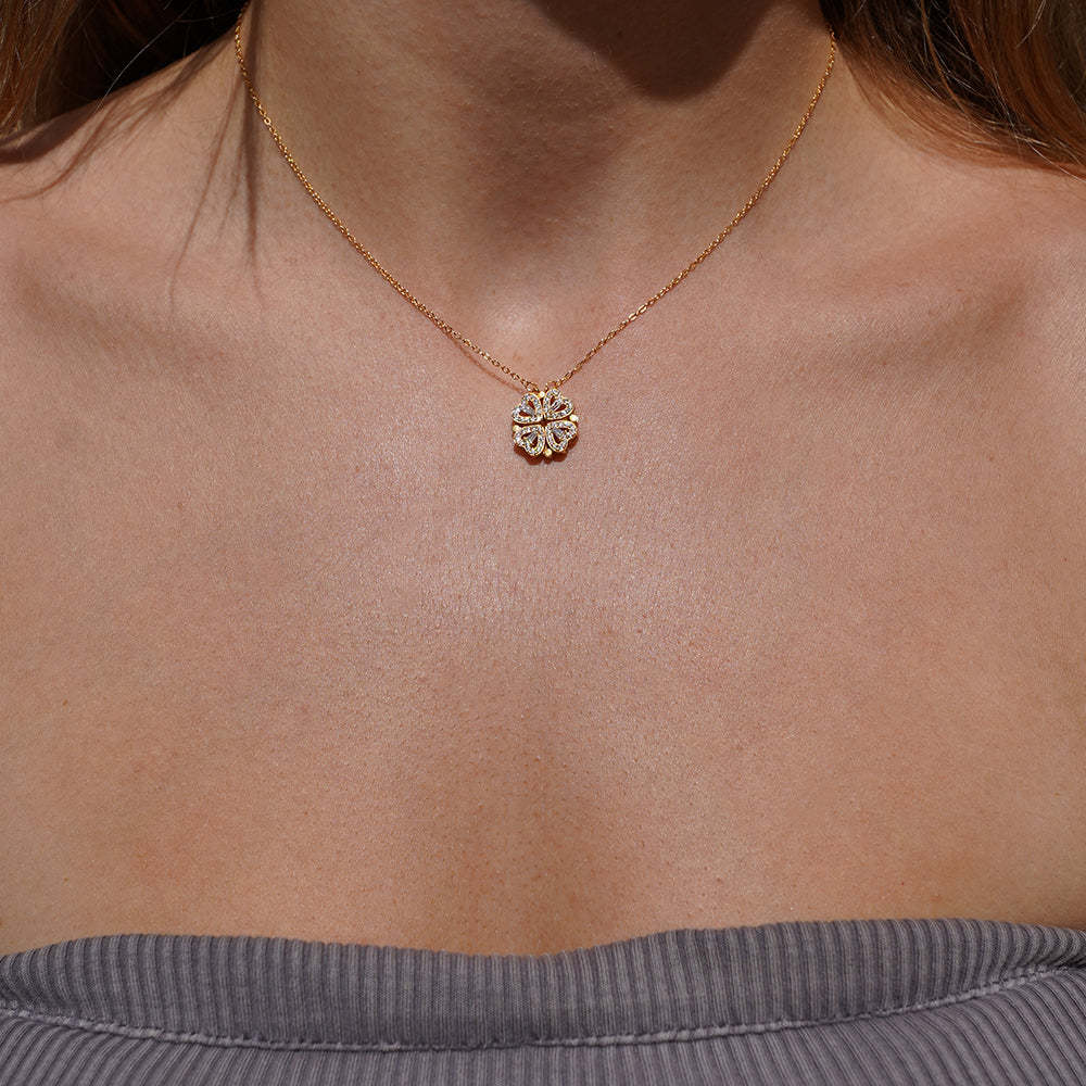 Heart-Shaped Magnetic Necklace - Zircon Detail