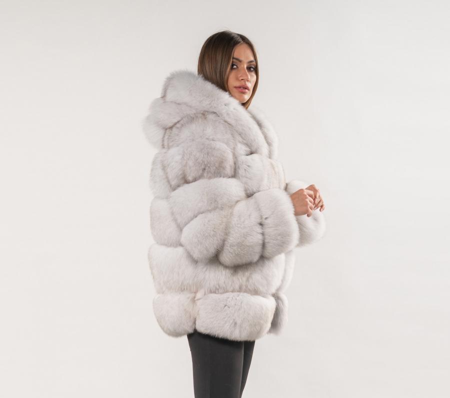 狐狸毛带帽外套