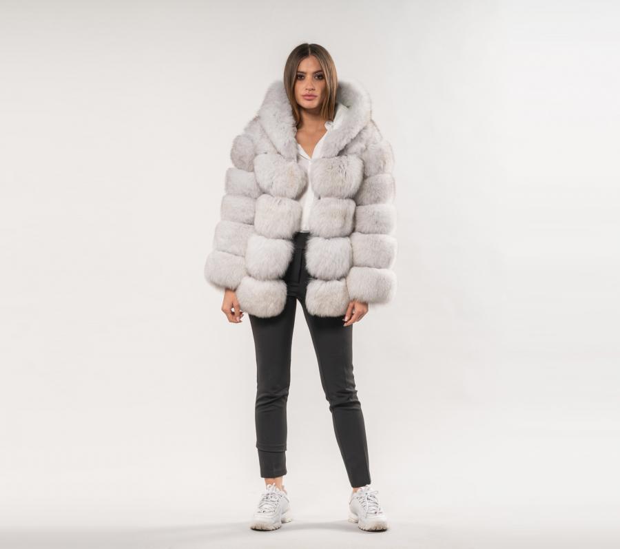 狐狸毛带帽外套