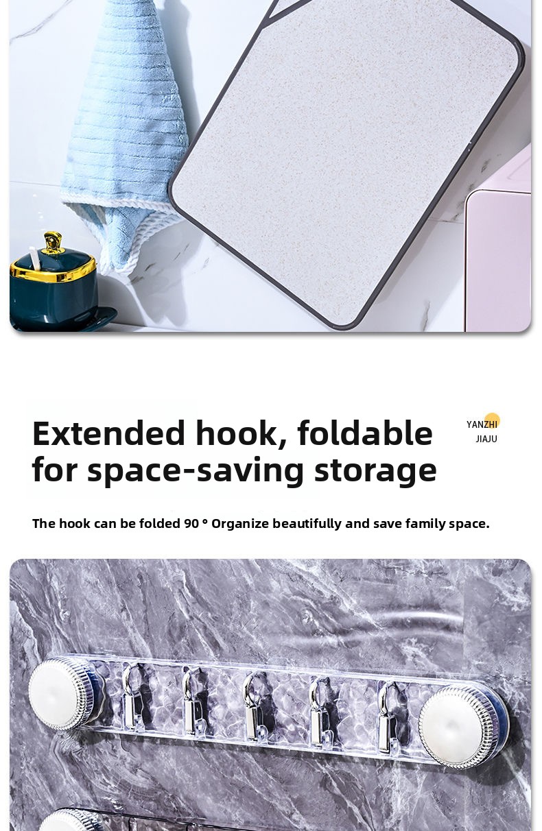 Rotating Suction Cup Hooks - Multi-Hook Design