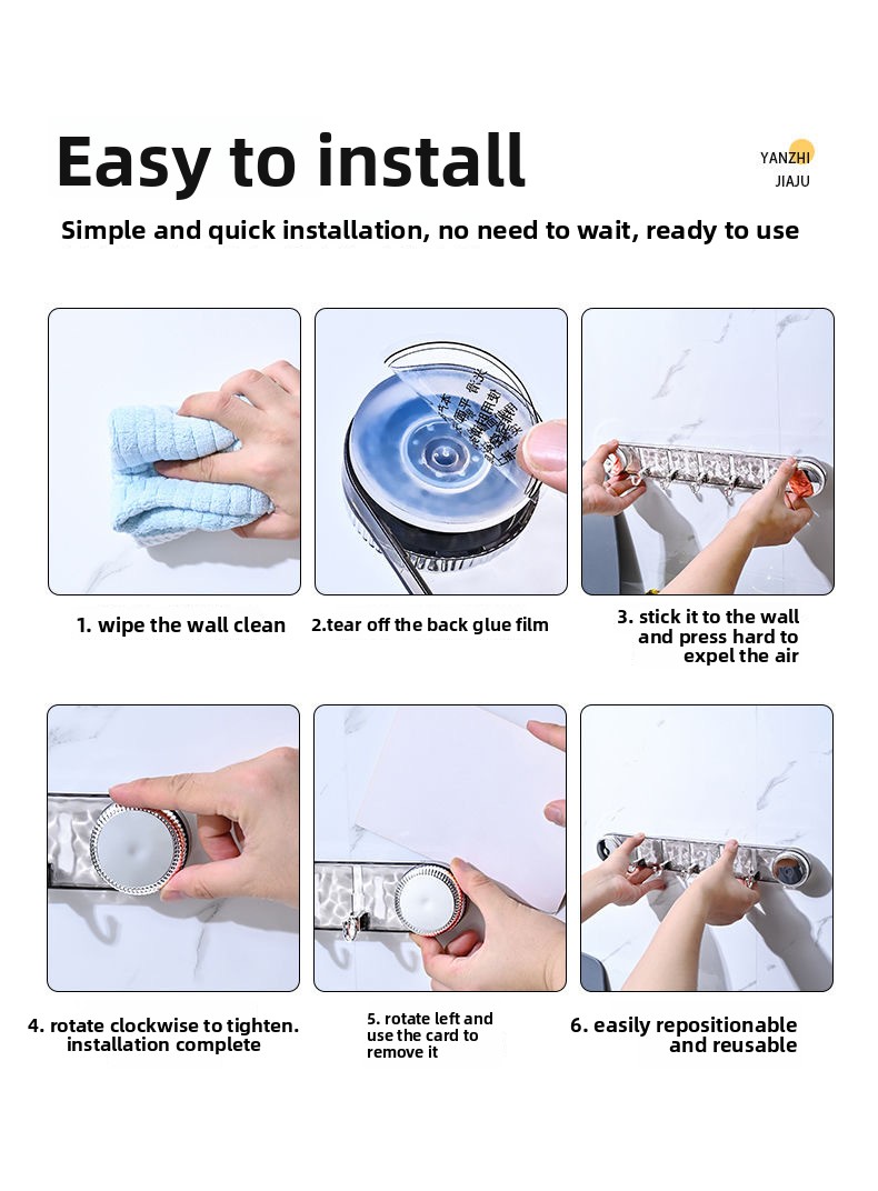 Rotating Suction Cup Hooks - Bathroom Storage