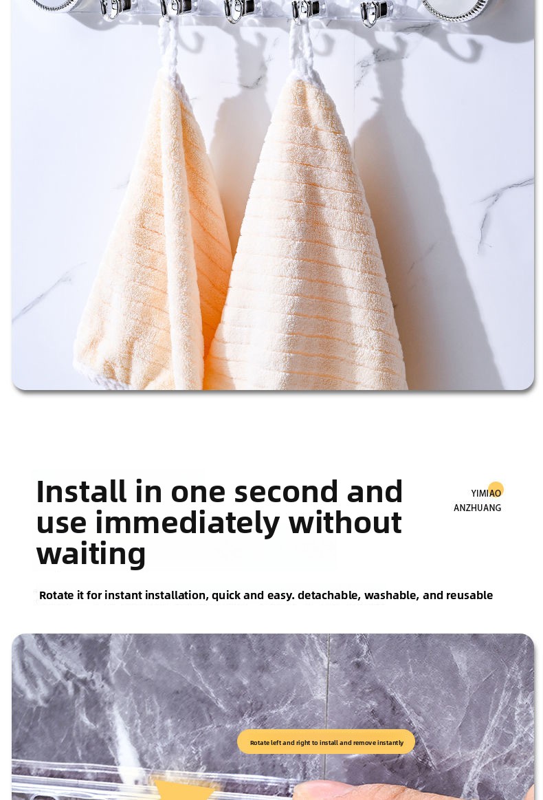 Rotating Suction Cup Hooks - 360 Degree Rotation