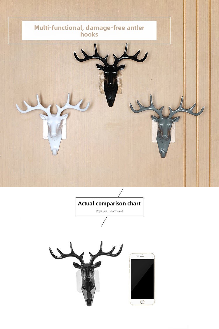 Deer Antler Decorative Hooks - White