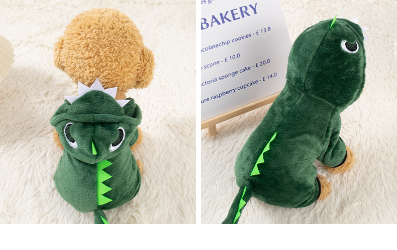 Disfraz afelpado de dinosaurio para gatos | GATOKOOL