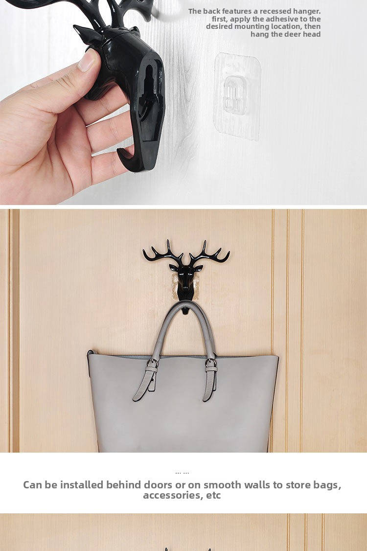Deer Antler Decorative Hooks - Self-Adhesive