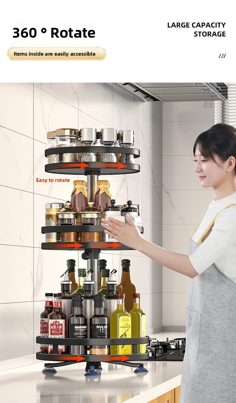 Rotating Seasoning Rack - Multi-Layer Storage