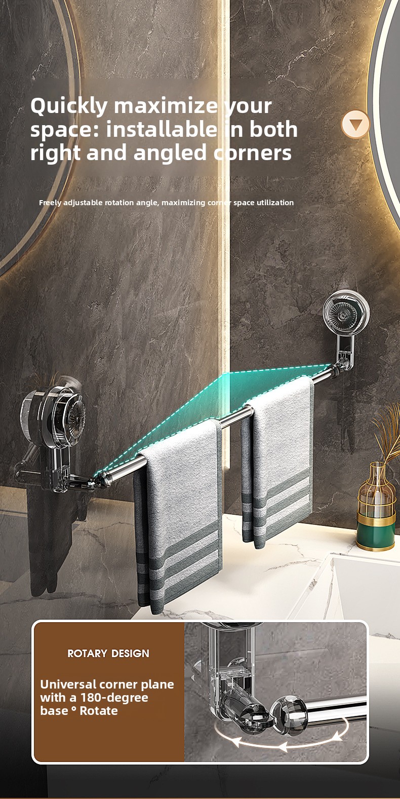 Stainless Steel Towel Rack - Telescopic 65-130cm