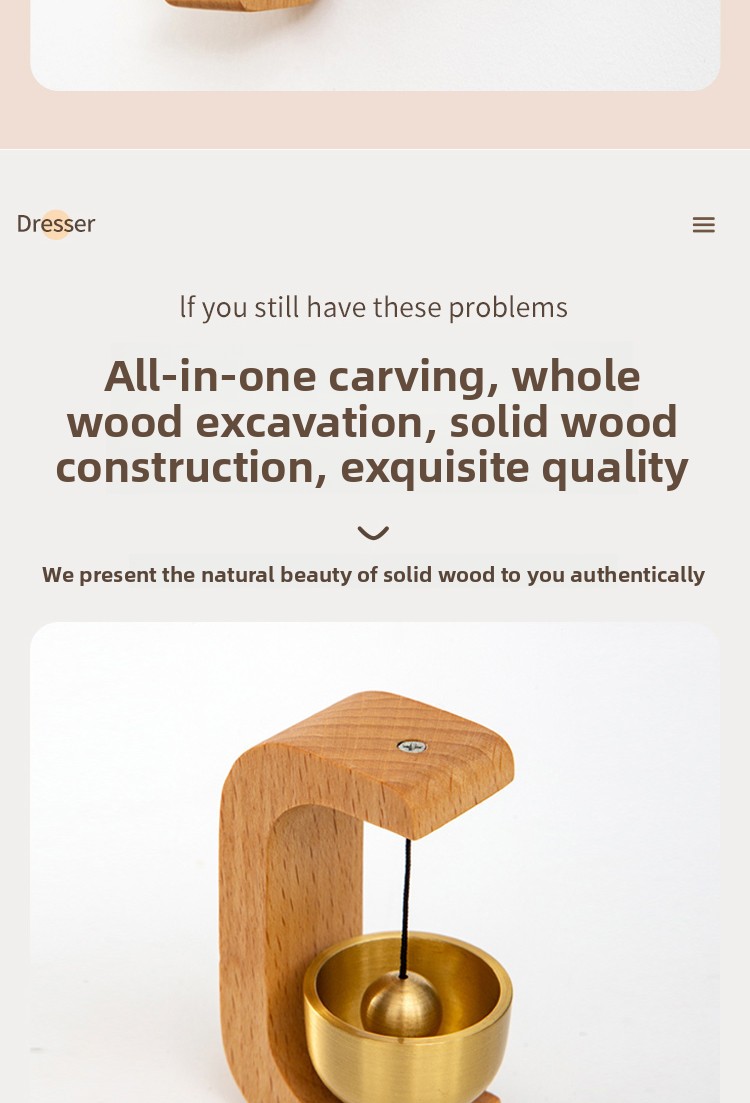 Japanese-Style Copper Doorbell - Natural Wood Tone