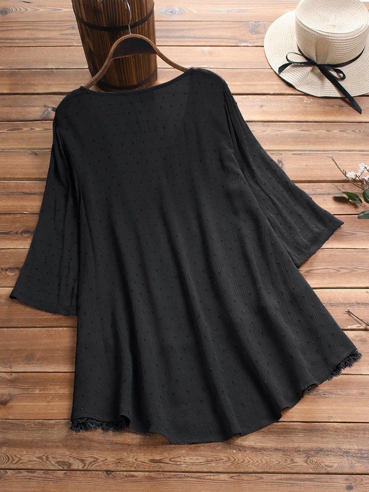 Plus Size Summer Shirt Dress - Sleeve Detail