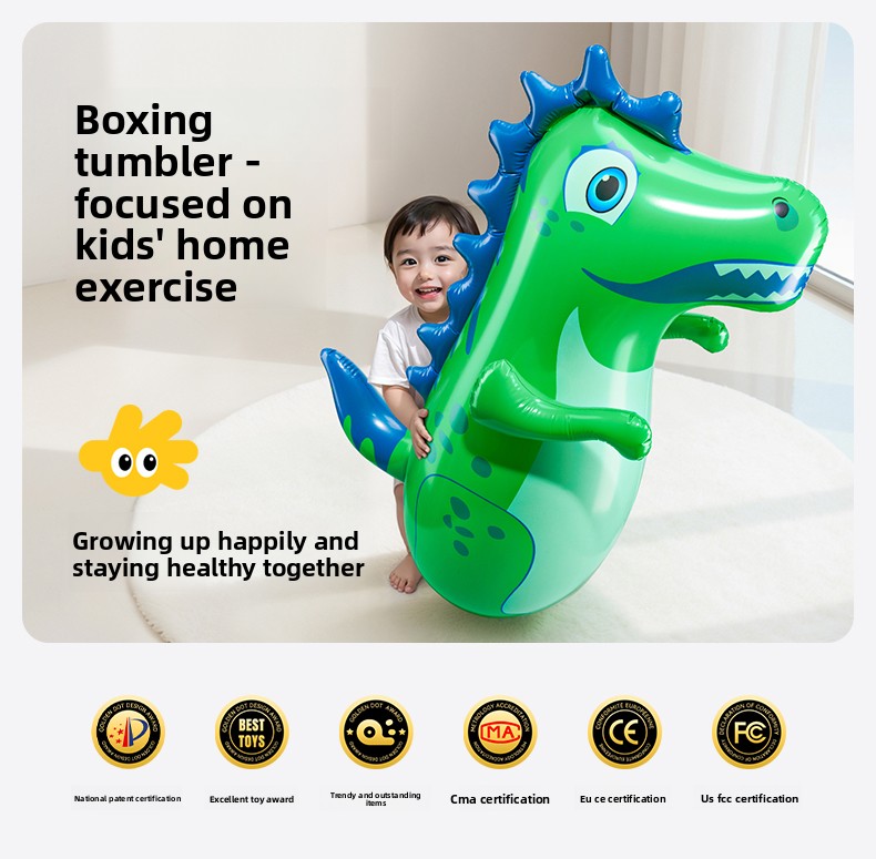 Inflatable Tumbler Toy - Green Dinosaur