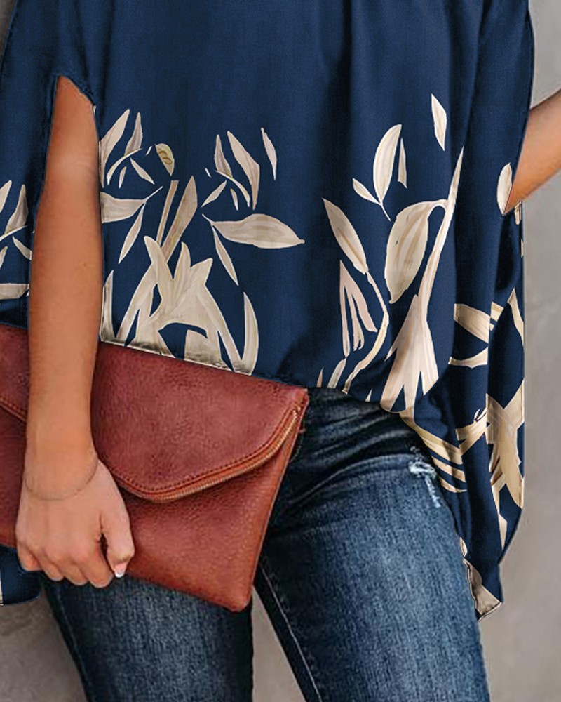 Women's Floral Blouse - Side Slit