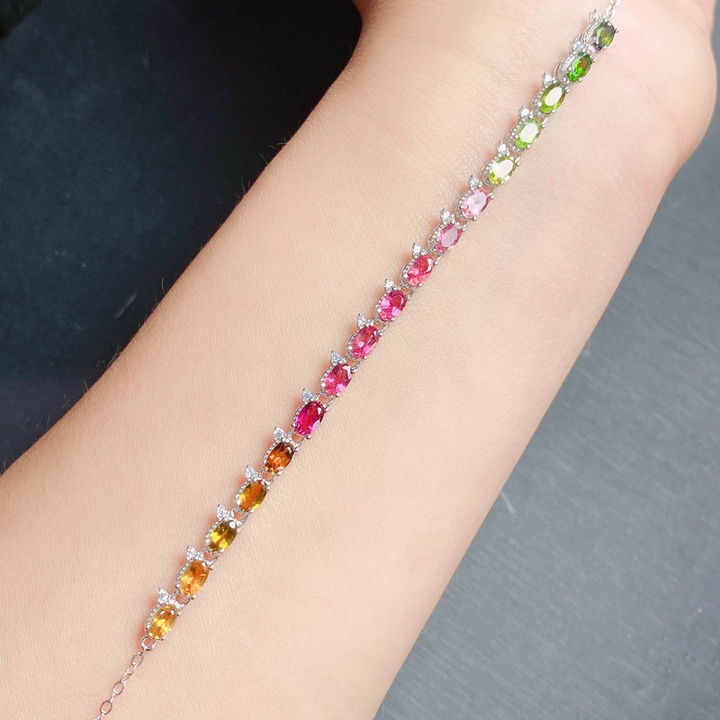 Natural Tourmaline Bracelet - Worn View