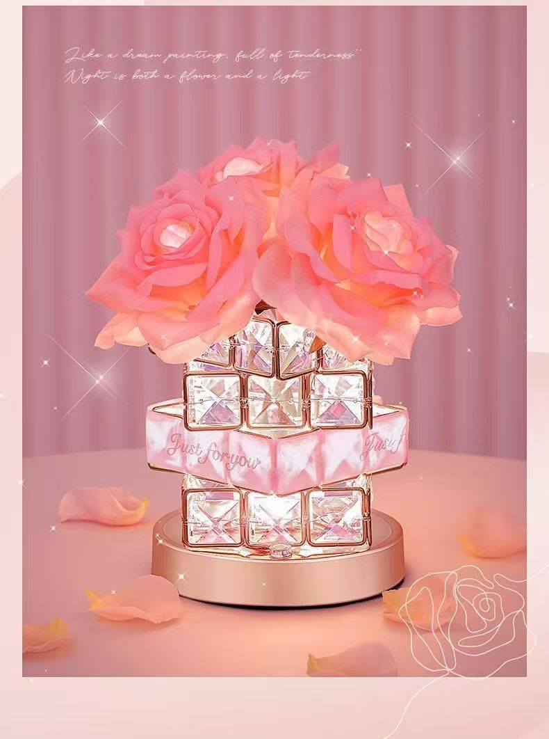 LED Rose Table Lamp - Crystal Base Detail