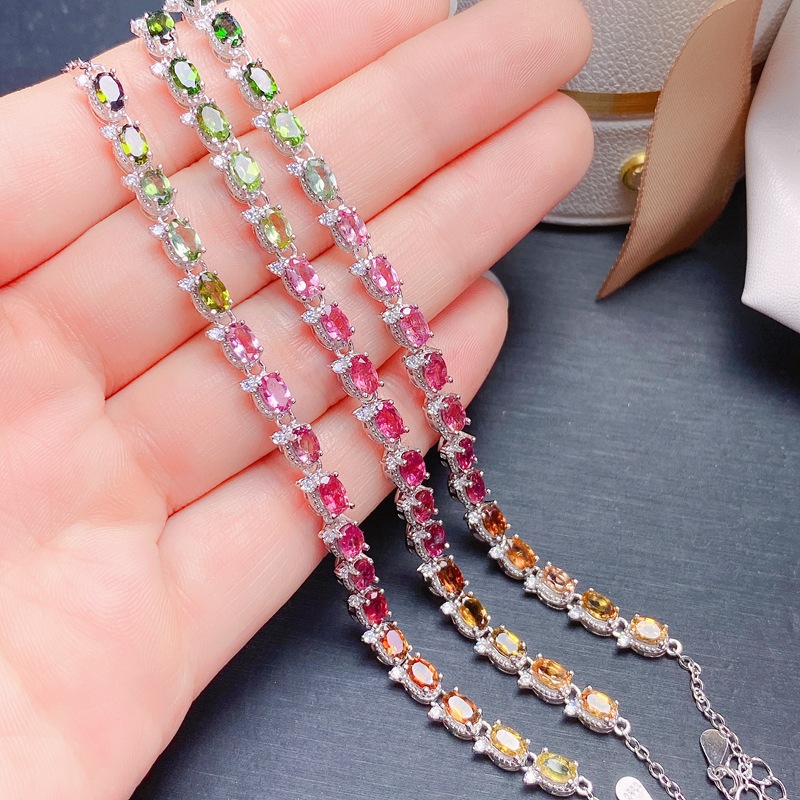 Natural Tourmaline Bracelet - Close-up View