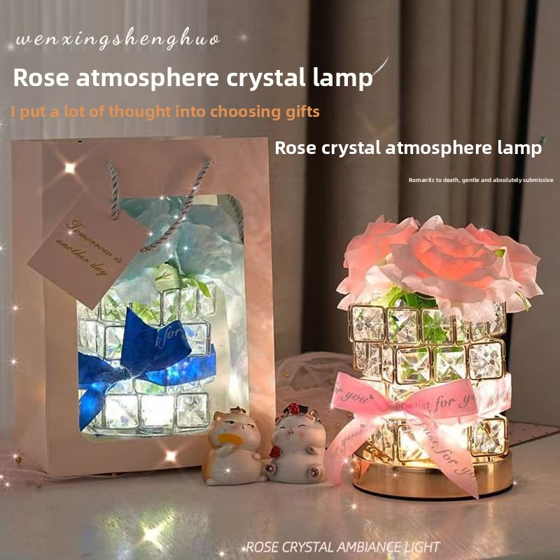 LED Rose Table Lamp - Lit View