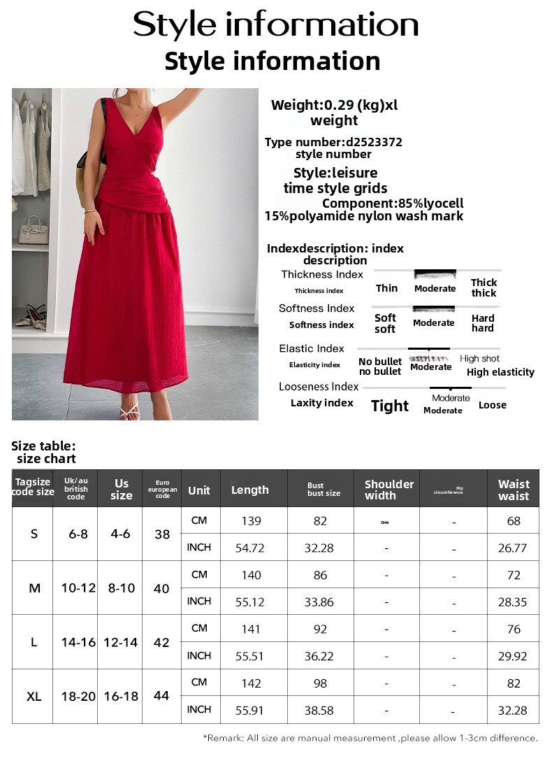 Deep V-Neck A-Line Dress - Front View