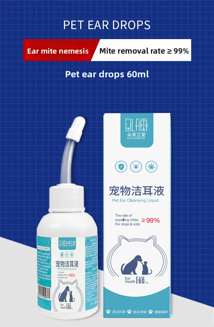 Pet ear cleaner solution for dogs and cats