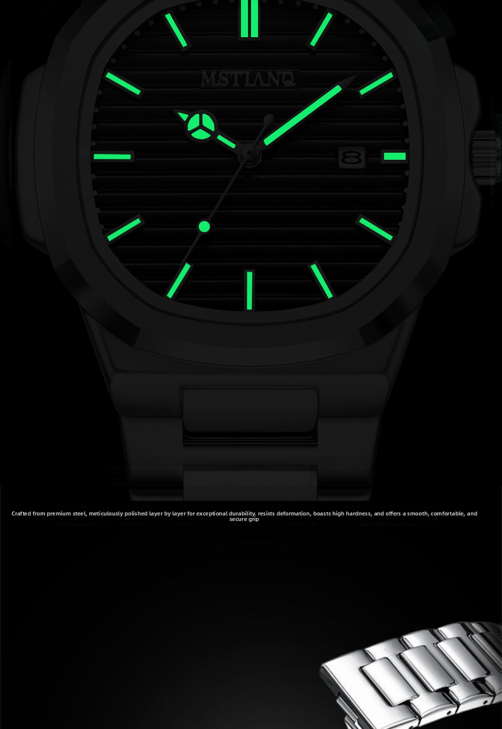 Men's Quartz Watch Steel Strap Luminous Dial
