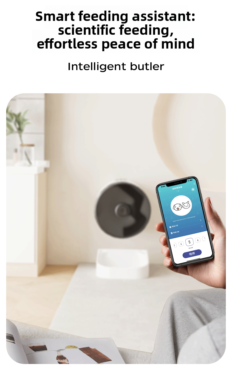 Smart timed pet feeder app control programmable