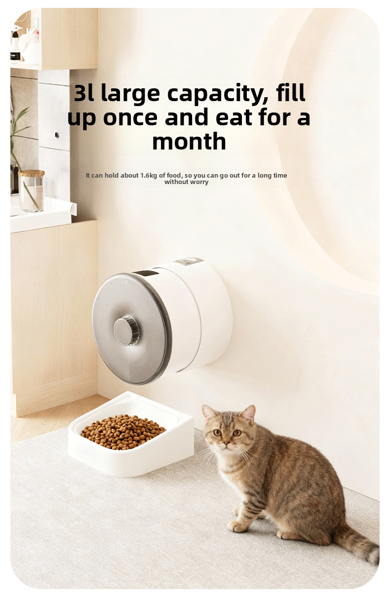 WiFi pet feeder stainless steel bowl 3L capacity