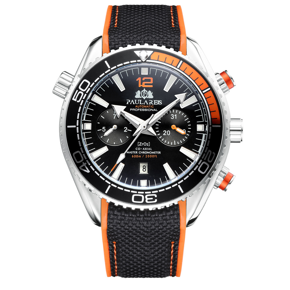 Luxury Automatic Skeleton Watch Men’s Date Week Display Rubber Band Durable