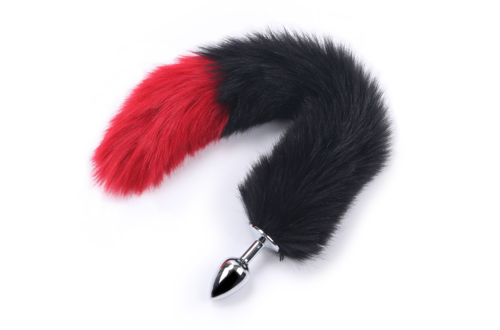 Artificial Fox Tail Plug with Metal Base, adult pleasure toy
