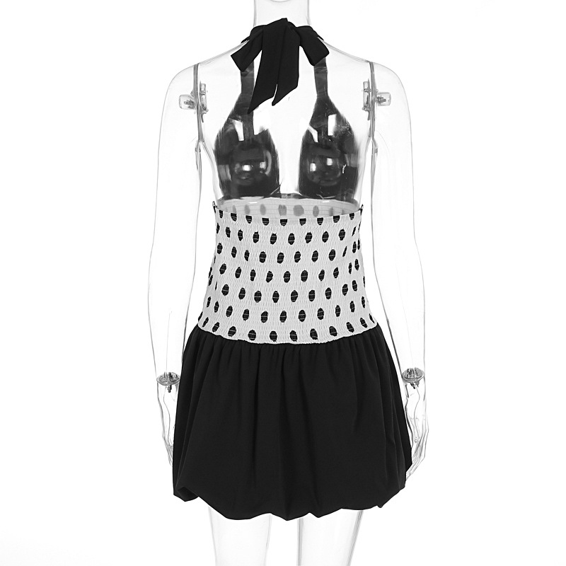 Womens Lace-up Polka Dot Dress 11