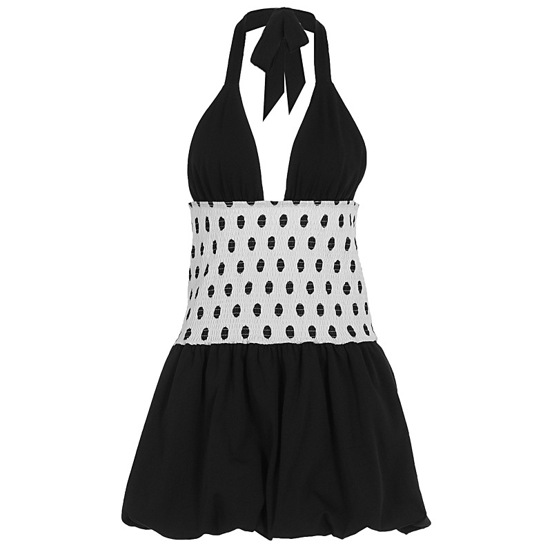 Womens Lace-up Polka Dot Dress 17