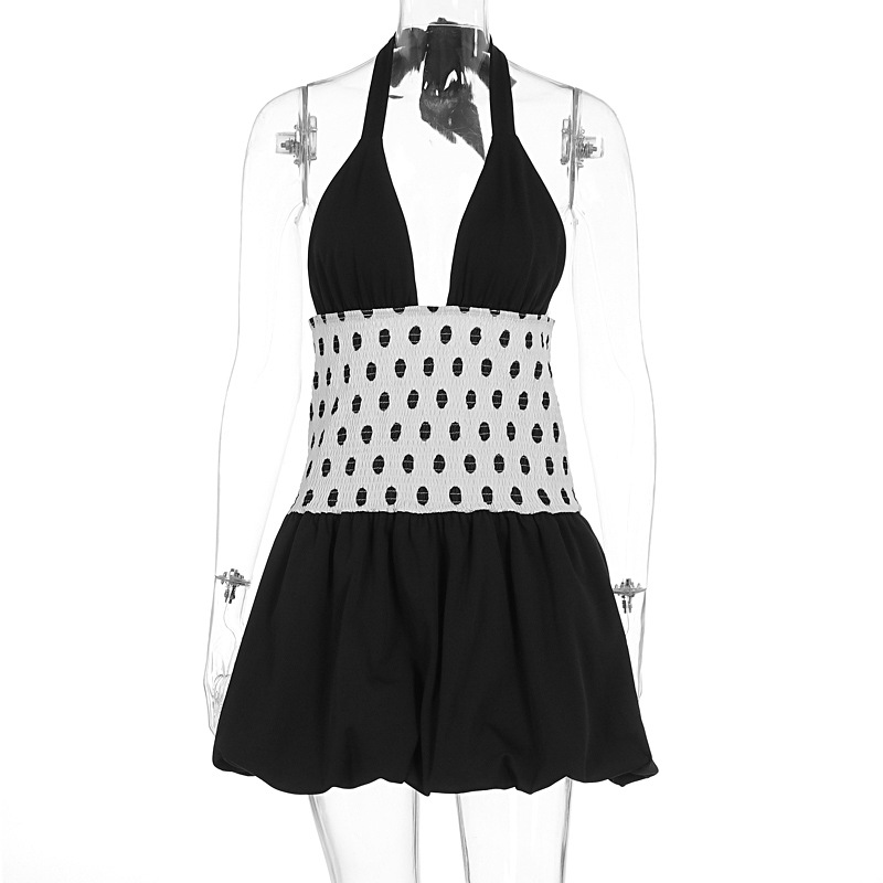 Womens Lace-up Polka Dot Dress 9