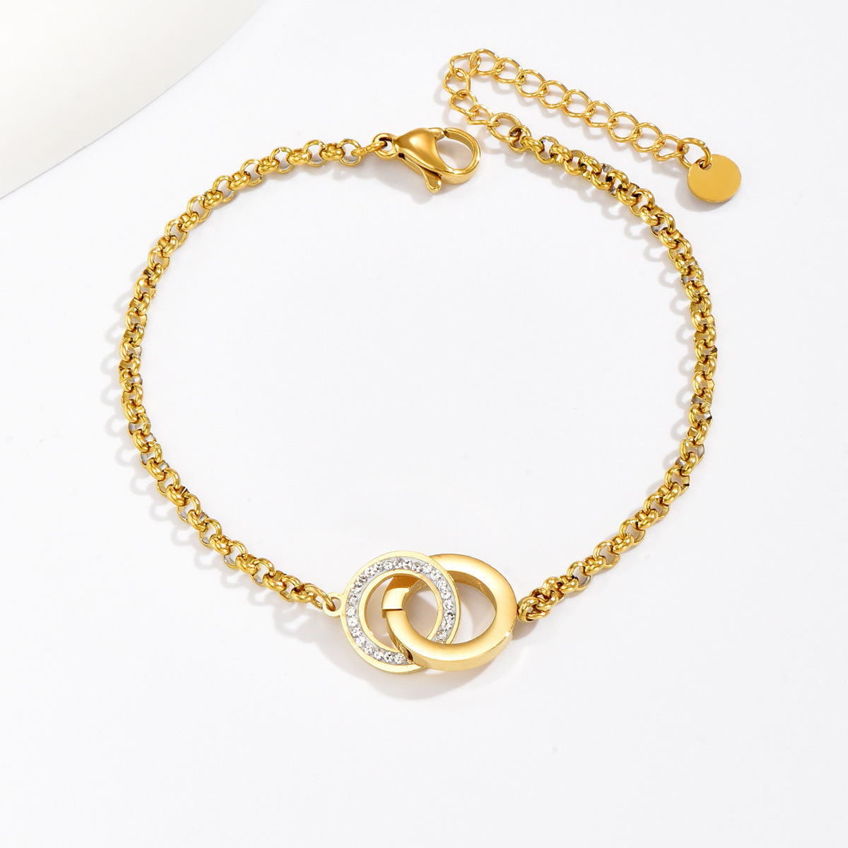 Rhinestone Interlocking Bracelet Gold