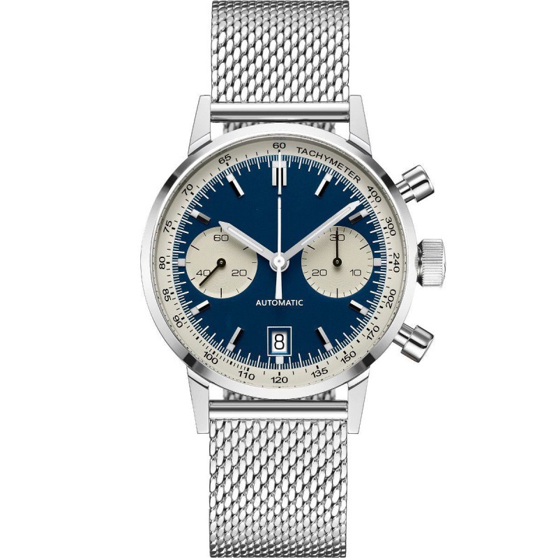 Men Chronograph Quartz Watch Alloy Band Business Style Professional Wristwatch