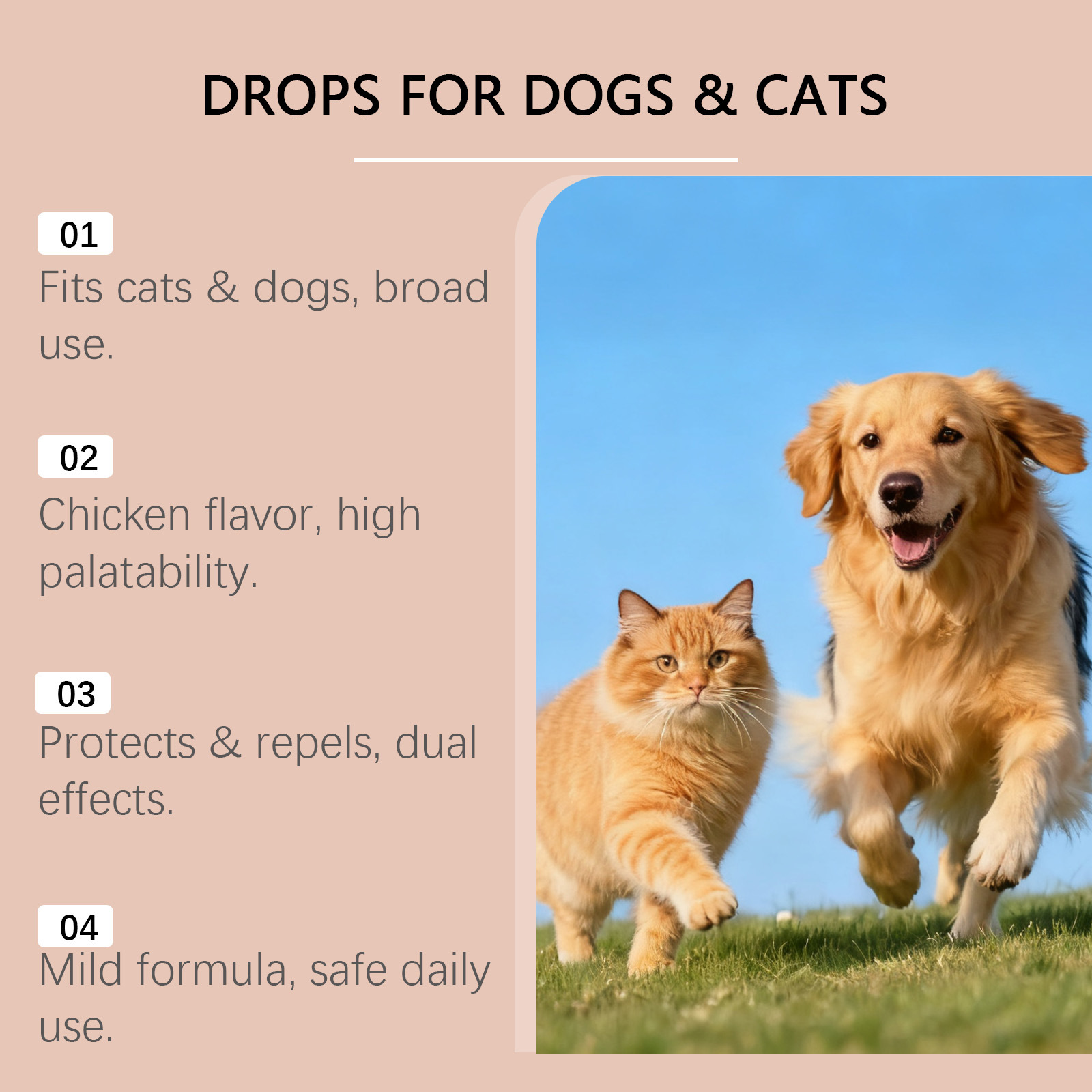 Daily pet coat drops for cats skin health