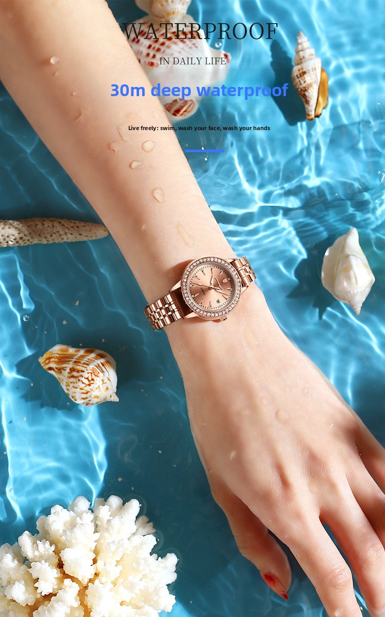Quartz Watch Butterfly Clasp Women