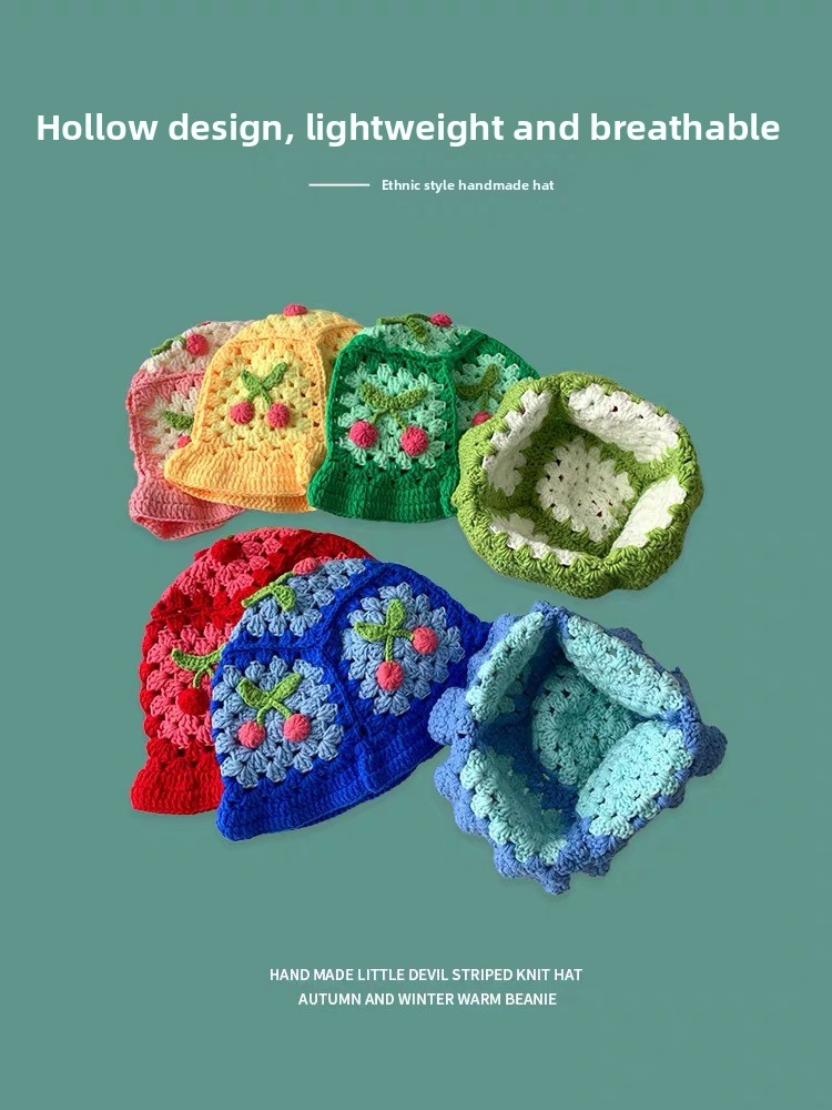 Knitted Hat Red Cherry