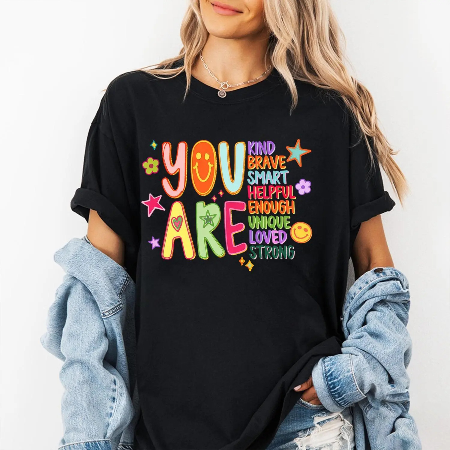 You Are Kind Brave Smart | Pure Cotton Print Short Sleeve Tshirt