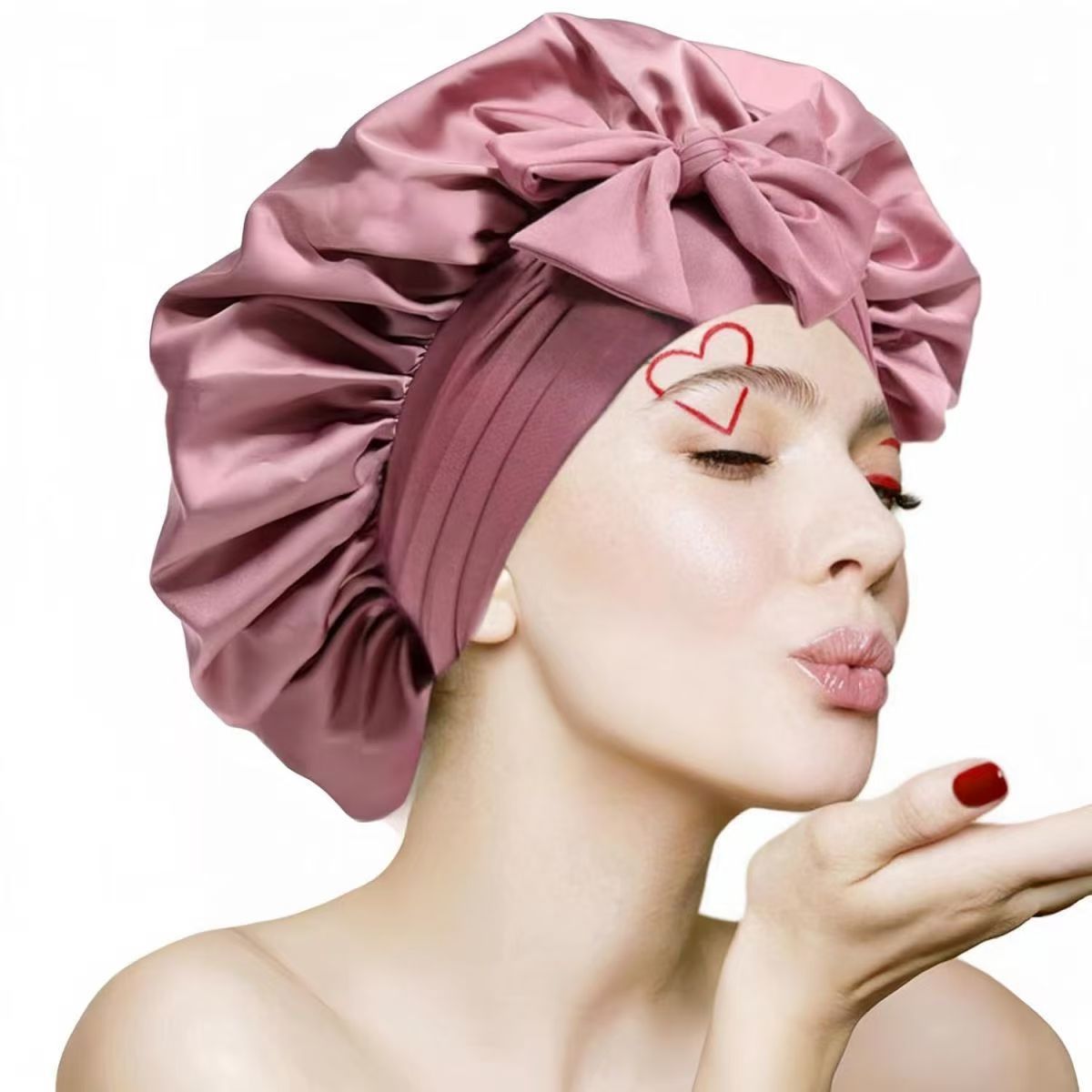 Satin Bowknot Sleep Cap Soft Lightweight Foldable All-Season