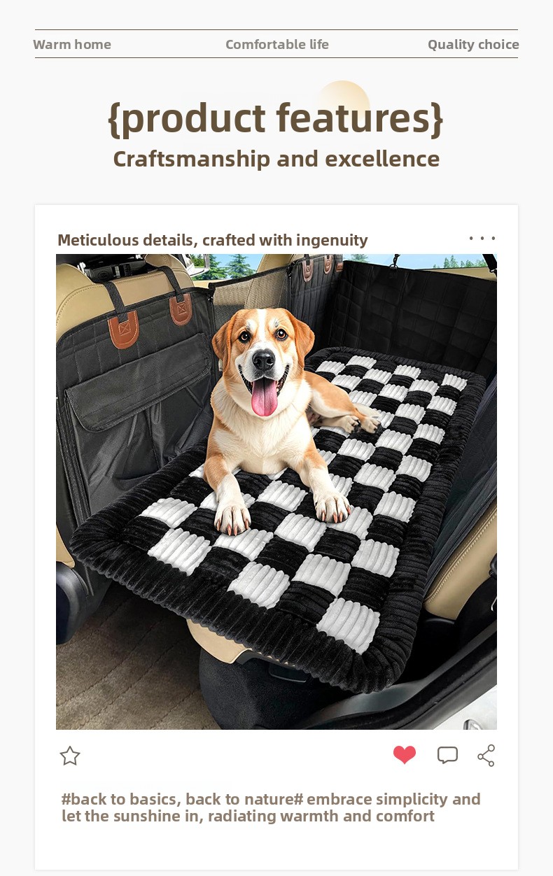Dog resting on Huxpaw plush checkerboard mat