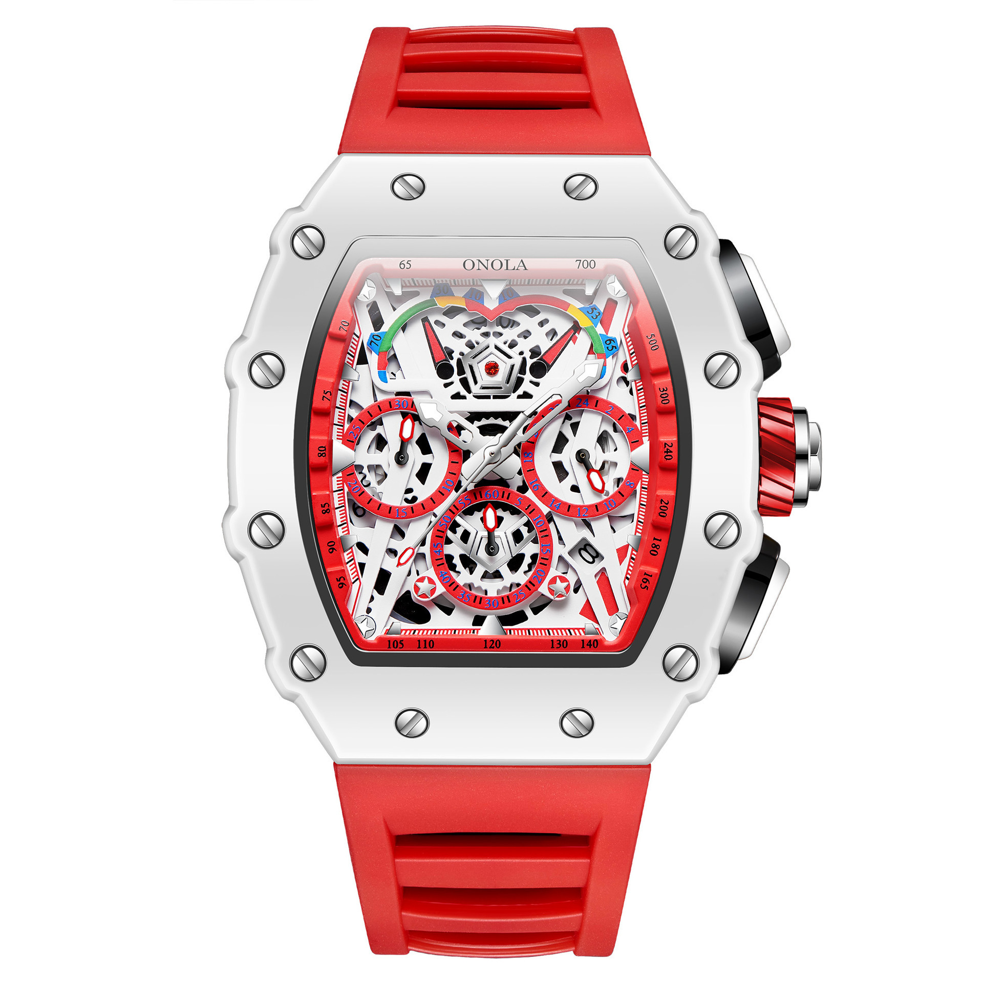 Fashion Big Dial Quartz Watch Waterproof Barrel Case Sports Men Wristwatch