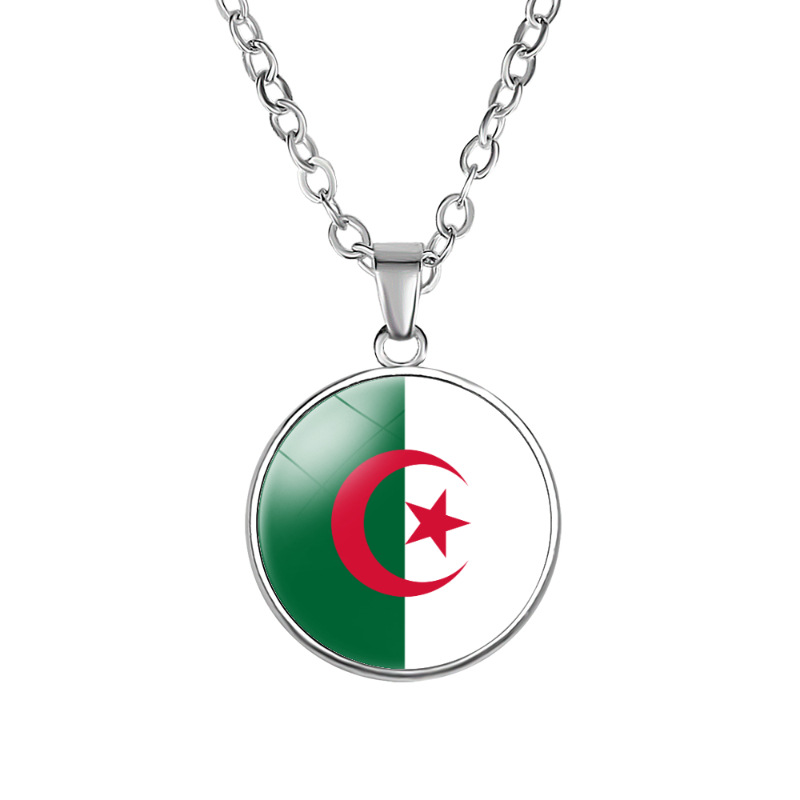 African Flags Round Pendant Necklace Egypt, Kenya, Nigeria, Ethiopia, South Afri